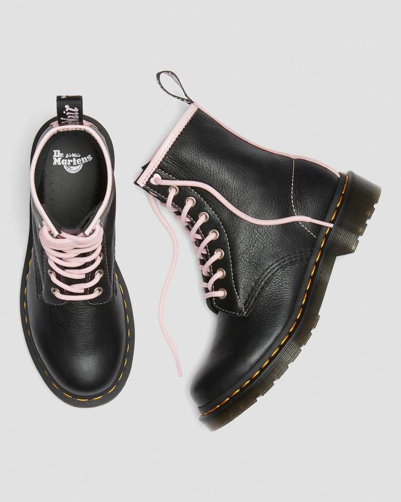 Black / Pink Women's Dr Martens 1460 Contrast Leather Lace Up Boots | CA 153HAP